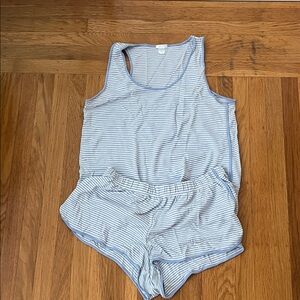 Striped Blue and White Pajama Set